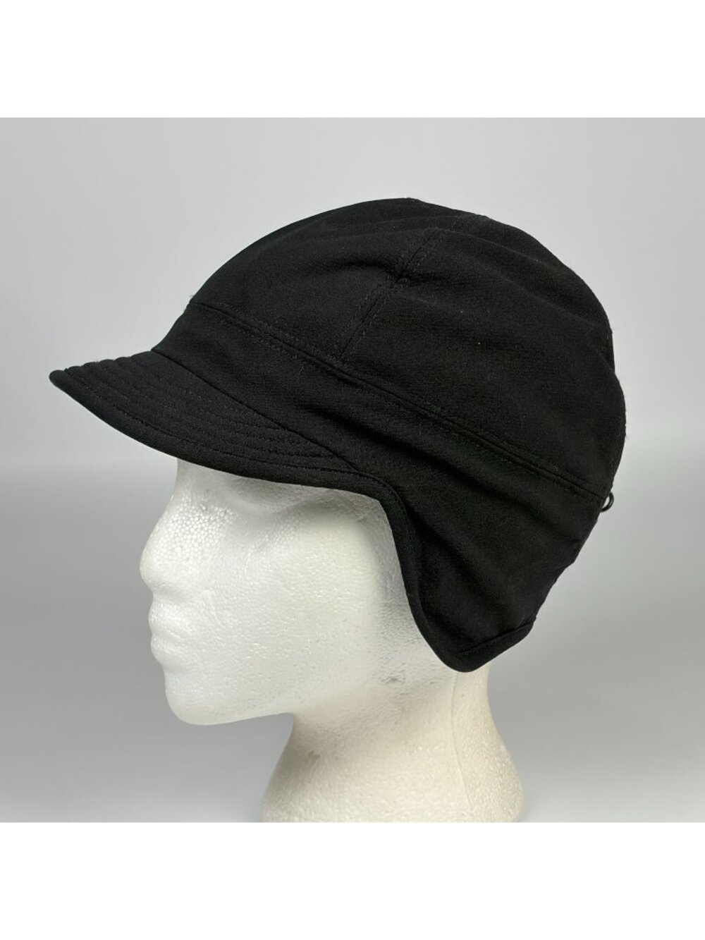 REI Black Unisex Winter Cap Hat with Ear Flaps Nylon Fleece Lined Adjustable